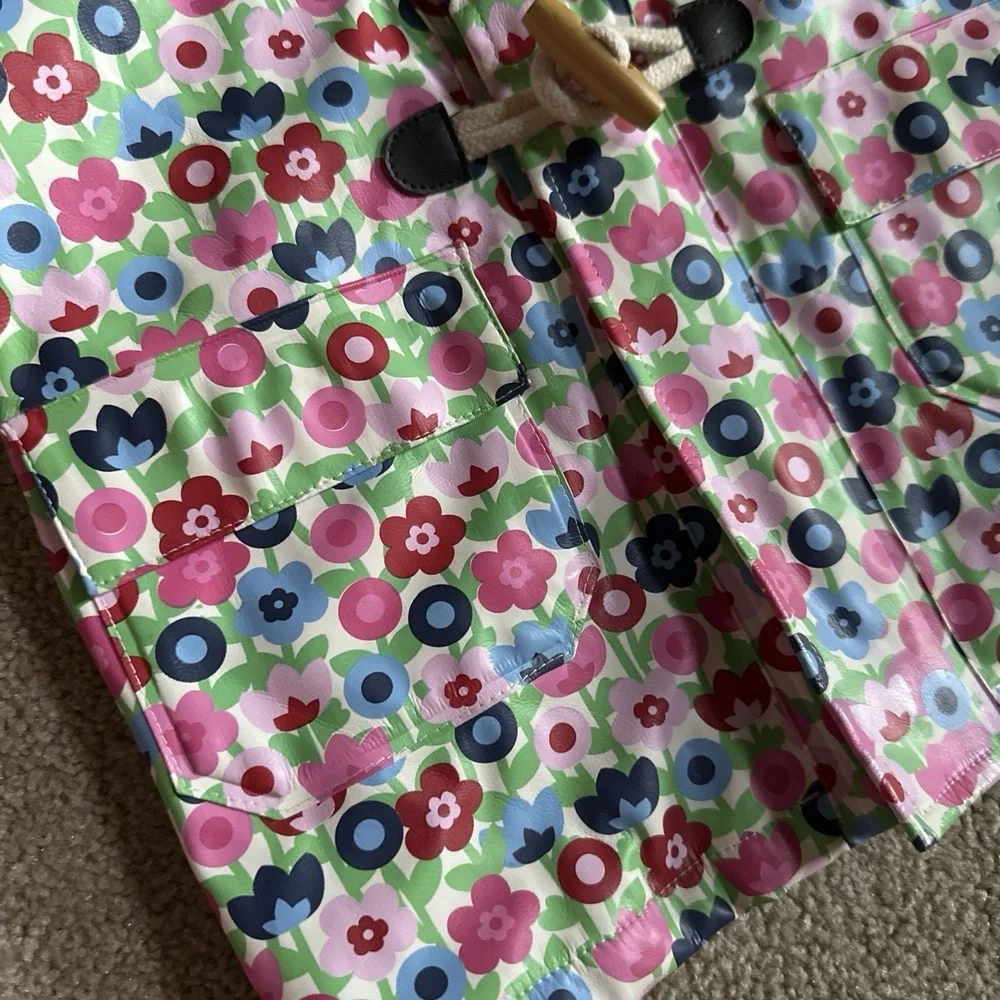 JoJo Maman Bebe Kids Bright Flower Print Waterproof Rain Jacket Coat 6-12 Months
